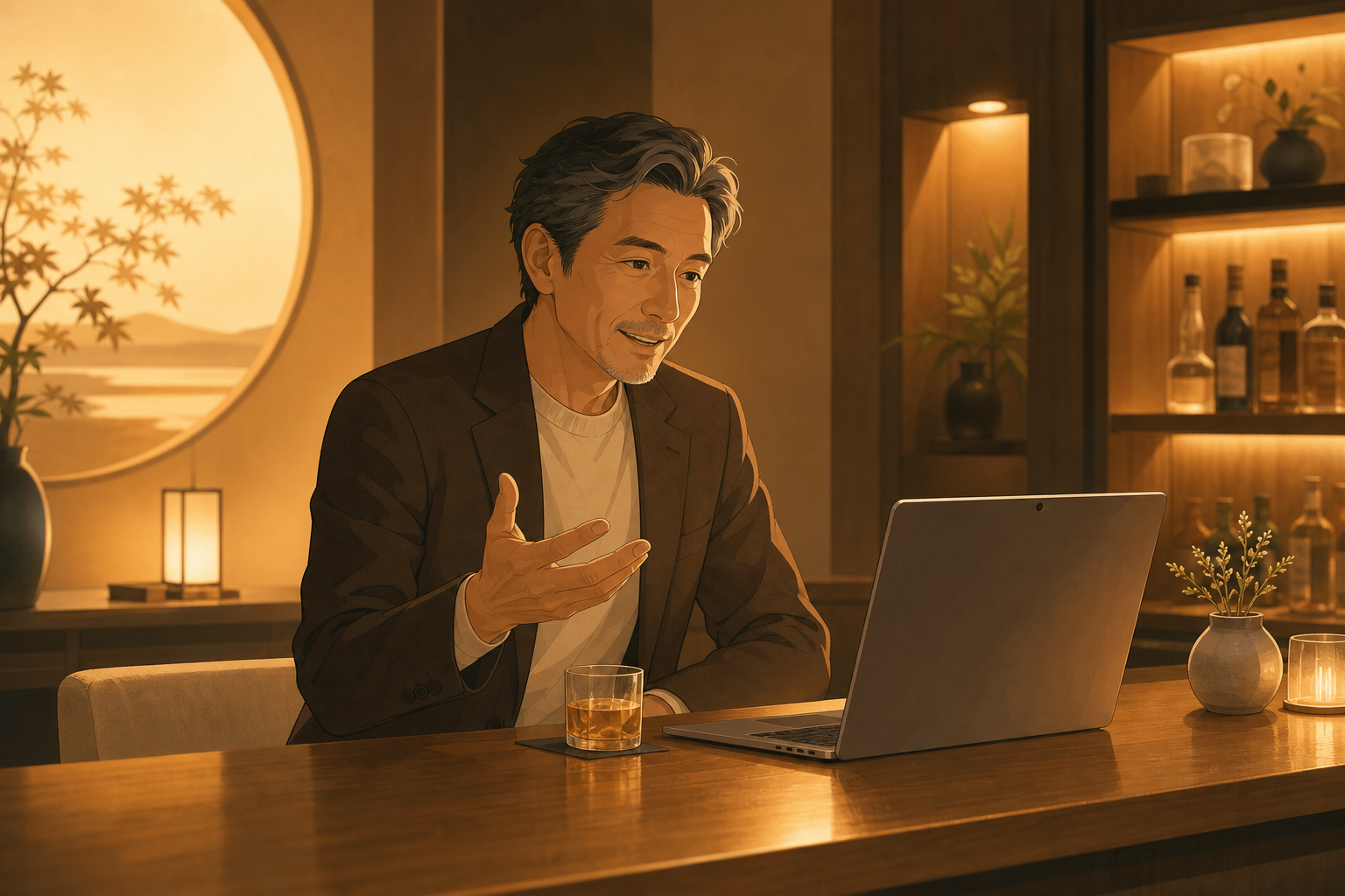 温かい場所で自分の話をするイメージ